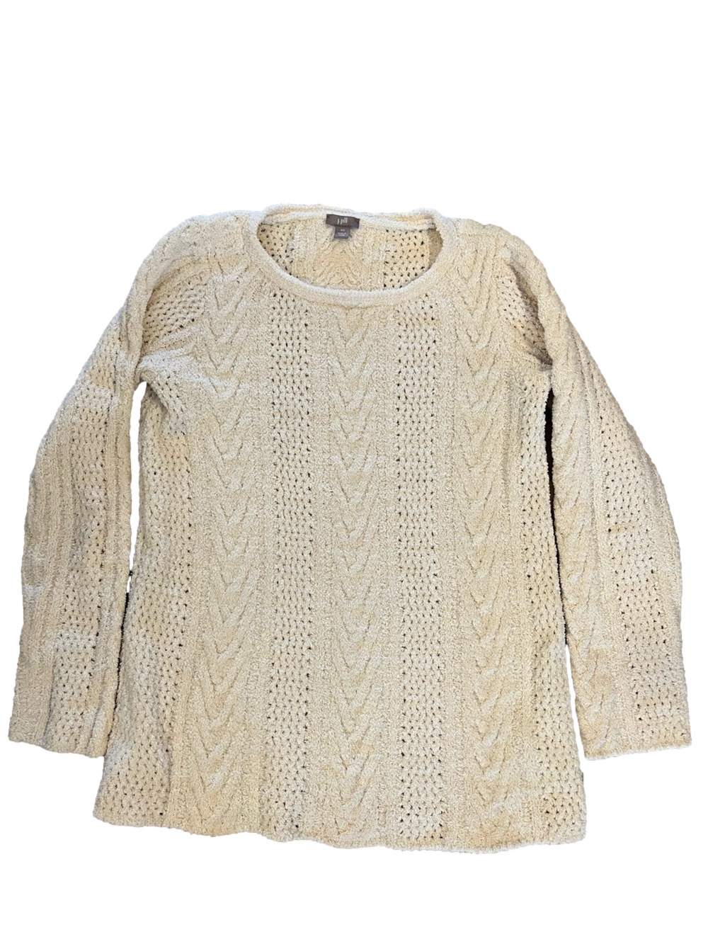 J. Jill Ivory Chenille Cable Knit Pullover Sweater Size XS